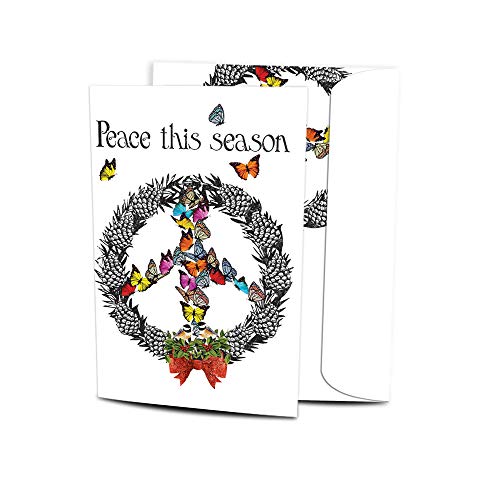 Tree-Free Greetings Christmas Cards and Envelopes, Holiday Card Set, 5 x 7 Inch Cards, Holiday Box Set of 10, Peace Wreath, (HB93537) von Tree-Free Greetings