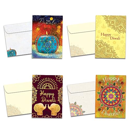 Tree-Free Greetings Diwali 16 Karten-Sortiment, umweltfreundlich, hergestellt in den USA, 100 % recyceltes Papier, 12,7 x 17,8 cm, Diwali Lights (GP61494), mehrfarbig von Tree-Free Greetings