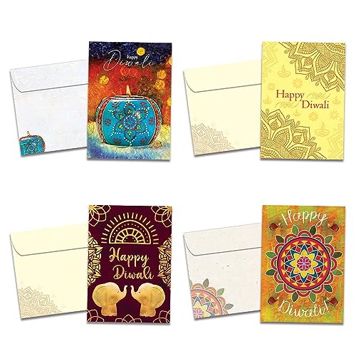 Tree-Free Greetings Diwali 16 Karten-Sortiment, umweltfreundlich, hergestellt in den USA, 100% recyceltes Papier, 12,7 x 17,8 cm, Diwali Lights (GP61494), mehrfarbig von Tree-Free Greetings
