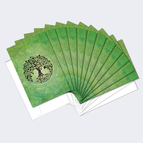 Tree-Free Greetings Eco-Friendly Buddha-Themed Notecard Set with Envelopes, Made in the USA with 100% Recycled Paper in a Solar Powered Facility, Tree of Life, Pack of 12 (FS56951) von Tree-Free Greetings