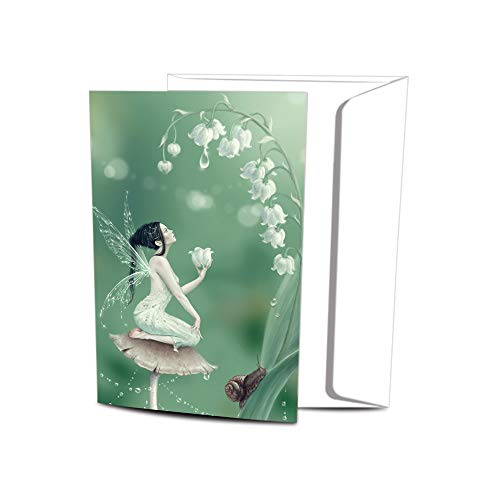 Tree-Free Greetings EcoNotes Stationary- Blank Note Cards with Envelopes, 4" x 6", Lily of the Valley, Fairy Themed, Boxed Set of 12 (FS66498) von Tree-Free Greetings