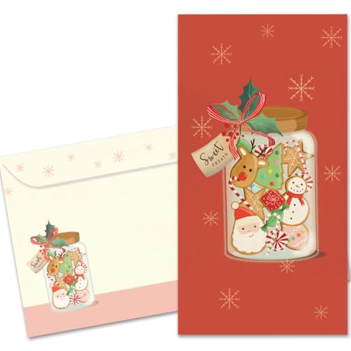 Tree-Free Greetings Grußkarten für die Jahreszeit, kunstvolle Designs, 12 Geldhalter-Karten + passende Umschläge, hergestellt in den USA, 100% recyceltes Papier, 9,4 x 17,8 cm, Sweeter Cookies von Tree-Free Greetings