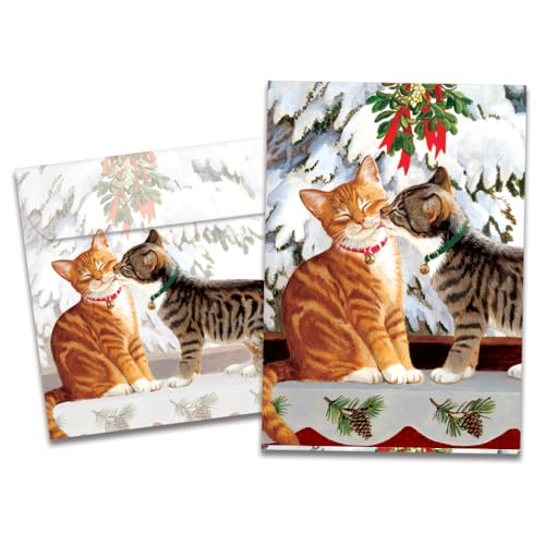 Tree-Free Greetings Happy Holidays Cards and Envelopes, Winter Card Set, 5 x 7 Inch Cards, Box Set of 10, Kitten Kiss, (HB93347) von Tree-Free Greetings