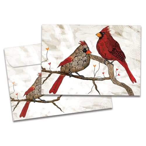 Tree-Free Greetings Happy Holidays Cards and Envelopes, Winter Card Set, 5 x 7 Inch Cards, Winter Box Set of 10, Cardinals Flitting, (HB93541) von Tree-Free Greetings