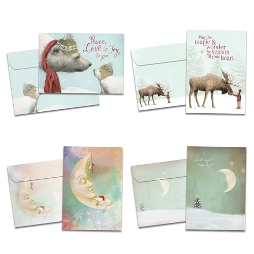 Tree-Free Greetings Weihnachtskarten-Sortiment mit passenden Umschlägen, 12,7 x 17,8 cm, hergestellt in den USA, 100% Recyclingpapier, Dreams & Wishes (GP54095), 16 Stück von Tree-Free Greetings