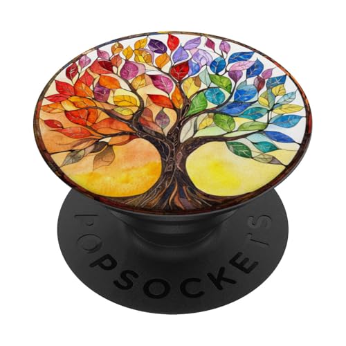 Aquarell-Kunst, Regenbogen-Baum des Lebens, künstlerischer Boho PopSockets Klebender PopGrip Aquarell-Kunst, Regenbogen-Baum des Lebens, künstlerischer Boho PopSockets Klebender PopGrip von Tree Roots Collective