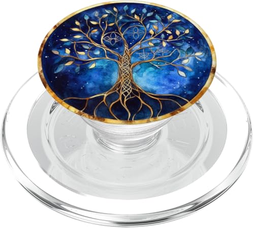 Baum des Lebens Symbol der Wurzeln, blauer Sternenhimmel PopSockets PopGrip für MagSafe von Tree Roots Collective