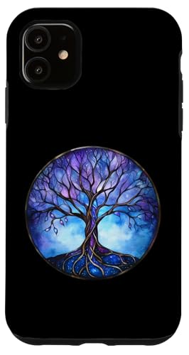 Blaues Baum des Lebens Symbol mit Knotenmuster Hülle für iPhone 11 Blaues Baum des Lebens Symbol mit Knotenmuster Hülle für iPhone 11 von Tree Roots Collective