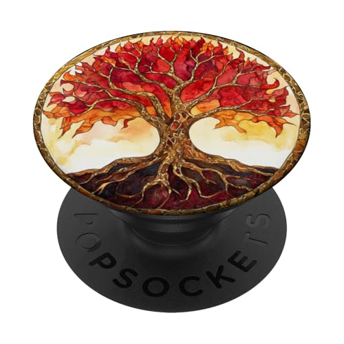 Feuriger Baum des Lebens, lebendige Flamme, Wurzeln PopSockets Klebender PopGrip Feuriger Baum des Lebens, lebendige Flamme, Wurzeln PopSockets Klebender PopGrip von Tree Roots Collective