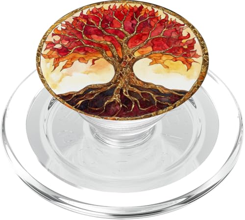 Feuriger Baum des Lebens, lebendige Flamme, Wurzeln PopSockets PopGrip für MagSafe von Tree Roots Collective