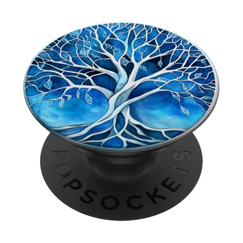 Mystisches blaues Lebensbaum-Kreis-Design PopSockets Klebender PopGrip Mystisches blaues Lebensbaum-Kreis-Design PopSockets Klebender PopGrip von Tree Roots Collective