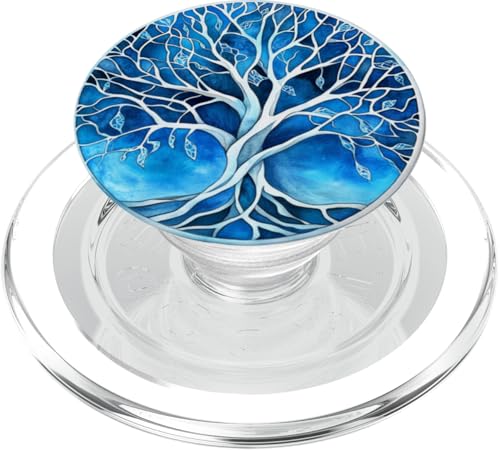Mystisches blaues Lebensbaum-Kreis-Design PopSockets PopGrip für MagSafe Mystisches blaues Lebensbaum-Kreis-Design PopSockets PopGrip für MagSafe von Tree Roots Collective