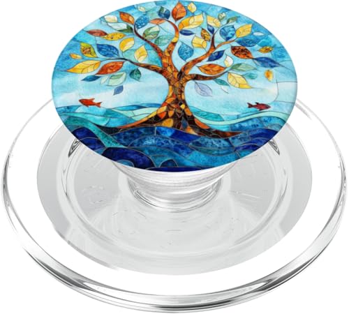 Ozean-Baum-des-Lebens-Mosaik in leuchtenden Farben PopSockets PopGrip für MagSafe Ozean-Baum-des-Lebens-Mosaik in leuchtenden Farben PopSockets PopGrip für MagSafe von Tree Roots Collective
