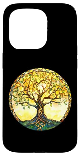 Strahlender keltischer Lebensbaum in Warmgrün Hülle für iPhone 15 Pro Strahlender keltischer Lebensbaum in Warmgrün Hülle für iPhone 15 Pro von Tree Roots Collective