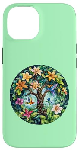 Tropischer Lebensbaum mit Kolibris und Blumen Hülle für iPhone 14 Tropischer Lebensbaum mit Kolibris und Blumen Hülle für iPhone 14 von Tree Roots Collective