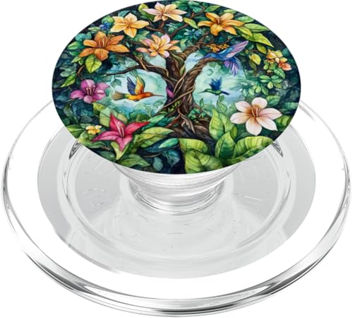 Tropischer Lebensbaum mit Kolibris und Blumen PopSockets PopGrip für MagSafe Tropischer Lebensbaum mit Kolibris und Blumen PopSockets PopGrip für MagSafe von Tree Roots Collective