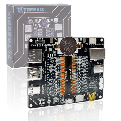 Treedix USB-Kabeltester, USB-C-Kabeltester, USB-Datenkabeltester Prüfplatine für USB-C, USB-A, USB-B, Micro Mini Lightning-Kabel, schnell den Kabelsalat sortieren, indem Sie die LEDs überprüfen von Treedix