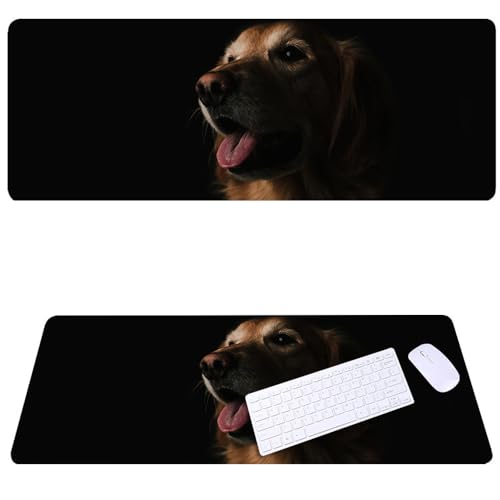 Treer 3D Hund Drucken Gaming Mauspad, Mousepad L/XL/XXL, Mauspad mit Vernähte Kanten, rutschfeste Gummibasis Mousepad Gaming, Mauspad Groß Geeignet für Gaming und Büro (700 * 300 * 3mm,Wolfshund) von Treer
