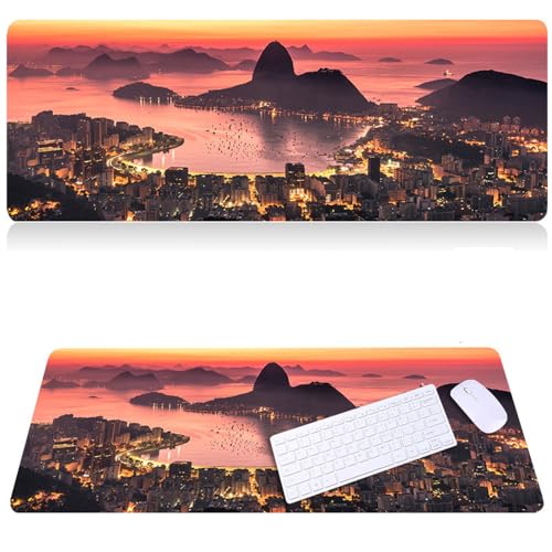 Treer 3D-Landschaft Muster Mousepad, Mauspad L/XL/XXL mit Vernähte Kanten, Gaming Mauspad, rutschfeste Gummibasis Mousepad Gaming, Mauspad Groß für Büro und Zuhause (Landschaft,700x300mm) von Treer