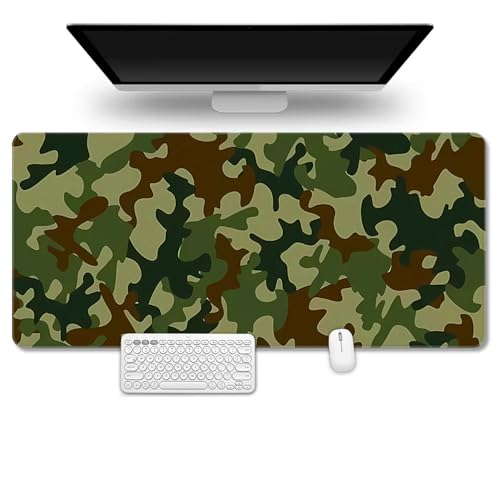 Treer Abstrakter Fließender Stil Mousepad, Gaming Mauspad mit Vernähte Kanten, Mauspad L/XL/XXL, rutschfeste Gummibasis Mousepad Gaming, Mauspad Groß (Tarngrün,800x300mm) von Treer