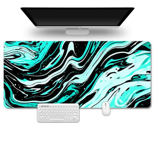 Treer Abstraktes Flüssiges Muster Gaming Mauspad,Mousepad mit Vernähte Kanten, Mauspad L/XL/XXL,rutschfeste Gummibasis Mousepad Gaming,Mauspad Groß für Büro und Zuhause (Schwarz,1200x600mm) von Treer