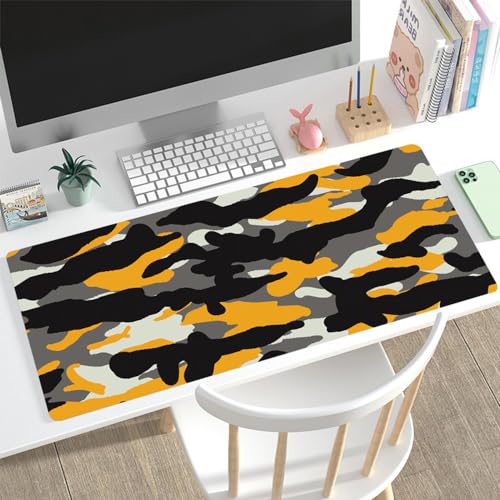 Treer Bunt Gaming Mauspad, Mousepad mit Vernähte Kanten, Mauspad L/XL/XXL, rutschfeste Gummibasis Mousepad Gaming, Mauspad Groß Einfacher Modestil (800x300mm,Gelb) von Treer