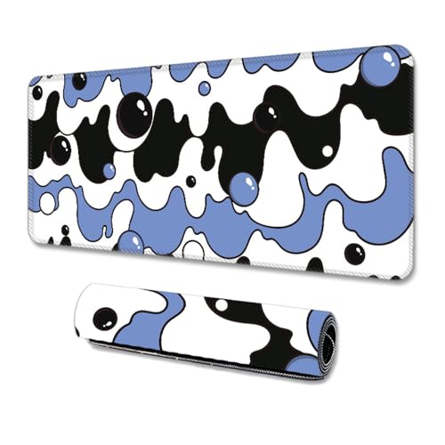 Treer Bunte Blasen Gaming Mauspad, Mousepad mit Vernähte Kanten, Mauspad L/XL/XXL, rutschfeste Gummibasis Mousepad Gaming, Mauspad Groß (Weiß,1000 * 500 * 3mm) von Treer