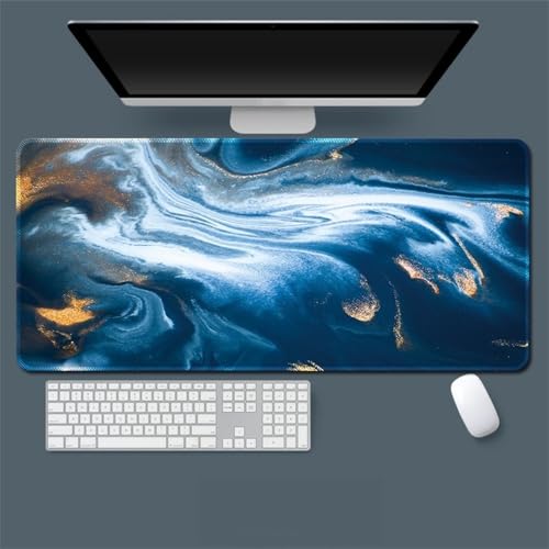 Treer Bunte Graffiti Druck Mousepad, Mauspad L/XL/XXL mit Vernähte Kanten, Gaming Mauspad, rutschfeste Gummibasis Mousepad Gaming, Mauspad Groß für Büro und Zuhause (Blau,800x300mm) von Treer