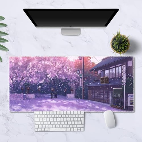 Treer Bunte Wolken Druck Mousepad, Mauspad L/XL/XXL mit Vernähte Kanten, Gaming Mauspad, rutschfeste Gummibasis Mousepad Gaming, Mauspad Groß für Büro und Zuhause (900x400mm,Japanischer Stil) von Treer
