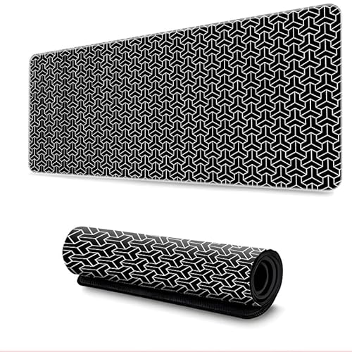 Treer Einfarbig Gaming Mauspad, Mousepad mit Vernähte Kanten, Mauspad L/XL/XXL, rutschfeste Gummibasis Mousepad Gaming, Familie und Büro Mauspad Groß (1000x500mm,Schwarz weiß A) von Treer