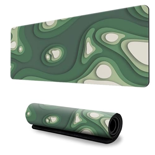 Treer Farbverlaufsstil Mousepad, Mauspad L/XL/XXL mit Vernähte Kanten, Gaming Mauspad, rutschfeste Gummibasis Mousepad Gaming, Mauspad Groß für Büro und Zuhause (Grün,800x300mm) von Treer