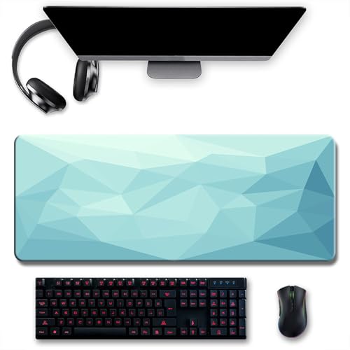 Treer Gaming Mauspad, Mousepad mit Vernähte Kanten, Mauspad L/XL/XXL, rutschfeste Gummibasis Mousepad Gaming, Diamant Farbverlauf Stil Mauspad Groß (hellgrün,700x300mm) von Treer