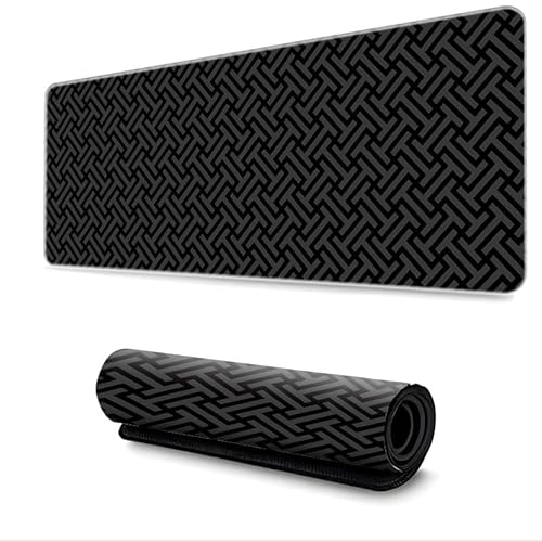 Treer Gaming Mauspad Unregelmäßige Form, Mousepad mit Vernähte Kanten, Mauspad L/XL/XXL, rutschfeste Gummibasis Mousepad Gaming, Familie und Büro Mauspad Groß (Schwarz,900x400mm) von Treer