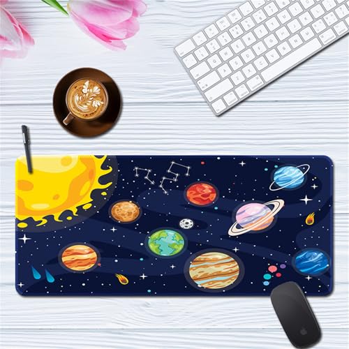 Treer Gaming Mauspad XXL/XL, Groß Schreibtischunterlage Großes Mousepad Gaming PC Schreibtisch Matte Desk Mat Vernähte Kanten für Büro, Tastatur, Laptop (Leerzeichen 7,300 * 600 * 3mm) von Treer