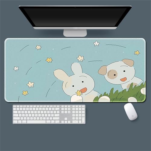Treer Gaming Mauspad XXL/XL, Groß Schreibtischunterlage Großes Mousepad Gaming PC Schreibtisch Matte Desk Mat Vernähte Kanten für Büro, Tastatur, Laptop (Niedlicher Hund,500 * 1000 * 3mm) von Treer