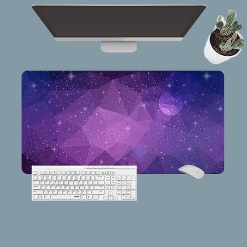 Treer Geometrisches Muster Mousepad, Gaming Mauspad mit Vernähte Kanten, Mauspad L/XL/XXL, rutschfeste Gummibasis Mousepad Gaming, Mauspad Groß für Zuhause und Büro (700x300mm,Lila) von Treer