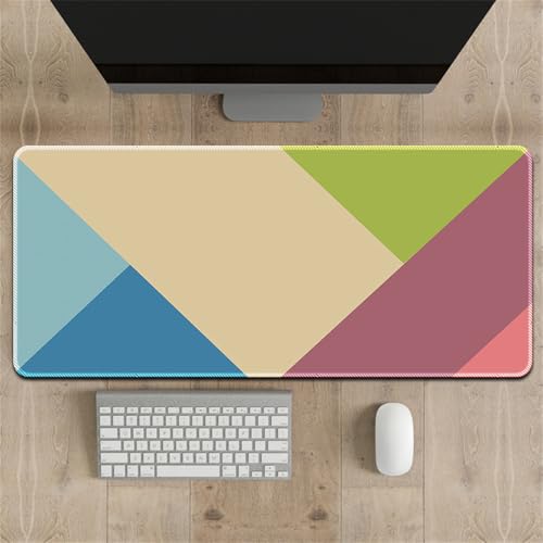 Treer Geometrisches Muster Mousepad, Mauspad L/XL/XXL mit Vernähte Kanten, Gaming Mauspad, rutschfeste Gummibasis Mousepad Gaming, Mauspad Groß für Büro und Zuhause (Gelb,700x300mm) von Treer
