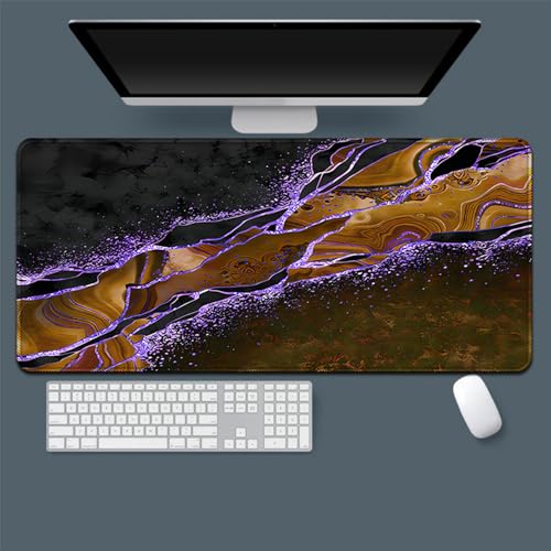 Treer Marmor Stil Mousepad, Gaming Mauspad mit Vernähte Kanten, Mauspad L/XL/XXL, rutschfeste Gummibasis Mousepad Gaming, Mauspad Groß (Braun,800x300mm) von Treer