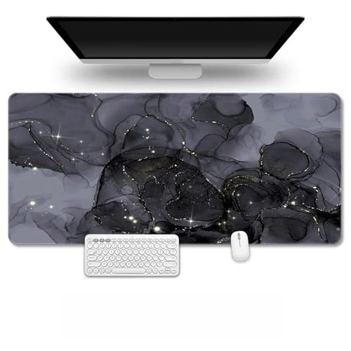 Treer Marmor Textur Verschleißfest Mousepad, Mauspad L/XL/XXL mit Vernähte Kanten, Gaming Mauspad,rutschfeste Gummibasis Mousepad Gaming,Mauspad Groß für Büro und Zuhause (Anthrazit,600x300mm) von Treer
