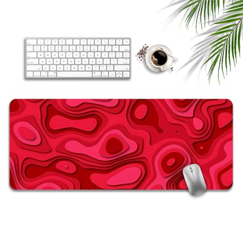 Treer Mehrfarbig Mousepad, Gaming Mauspad mit Vernähte Kanten, Mauspad L/XL/XXL, rutschfeste Gummibasis Mousepad Gaming, Modestil Mauspad Groß (900x400mm,Rot) von Treer