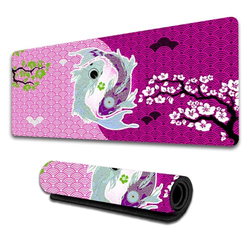 Treer Modern Antifouling Mousepad, Mauspad L/XL/XXL mit Vernähte Kanten, Gaming Mauspad, rutschfeste Gummibasis Mousepad Gaming, für Schreibtischunterlage und Zuhause (900x400x3mm,Rosa) von Treer