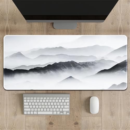 Treer Modern Vielseitig Mousepad, Mauspad L/XL/XXL mit Vernähte Kanten, Gaming Mauspad, rutschfeste Gummibasis Mousepad Gaming, Mauspad Groß für Büro und Zuhause (800x300x3mm,Berge) von Treer