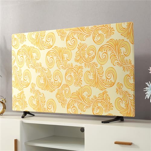 Treer TV Abdeckung Staubschutzhülle, Hülle Bezug für Fernsehen Schutzhülle Universal Fernseher Hülle Elastisch Staubschutz für 19-70 Zoll TV/PC-Bildschirme (Gold-Jacquard,43 Zoll) von Treer