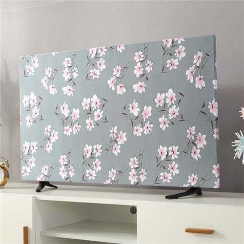 Treer TV Abdeckung Staubschutzhülle, Hülle Bezug für Fernsehen Schutzhülle Universal Fernseher Hülle Elastisch Staubschutz für 19-70 Zoll TV/PC-Bildschirme (Rosa Blüten,19 Zoll) von Treer