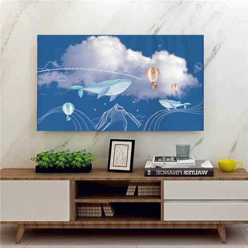 Treer TV Abdeckung Staubschutzhülle, Hülle Bezug für Fernsehen Schutzhülle Universal Fernseher Hülle Elastisch Staubschutz für 22-75 Zoll TV/PC-Bildschirme (Blauer Himmel,65 Zoll) von Treer
