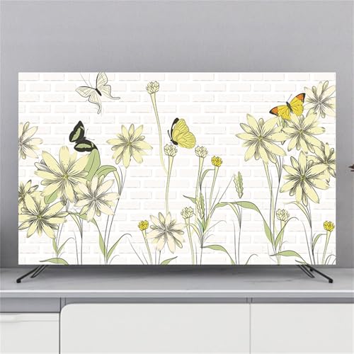 Treer TV Abdeckung Staubschutzhülle, Hülle Bezug für Fernsehen Schutzhülle Universal Fernseher Hülle Elastisch Staubschutz für 32-80 Zoll TV/PC-Bildschirme (49-52 Zoll,Schmetterling) von Treer