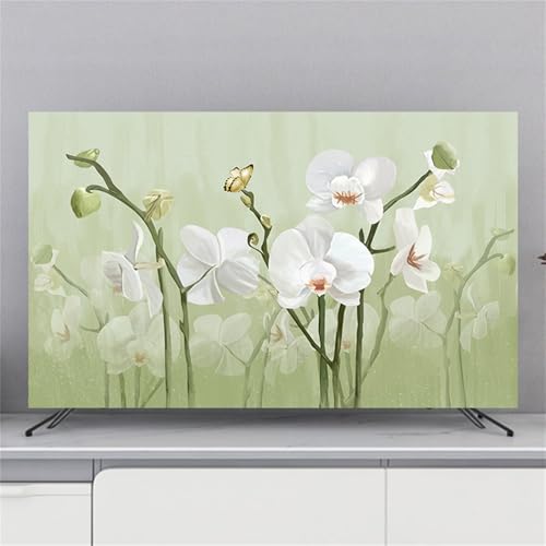 Treer TV Abdeckung Staubschutzhülle, Hülle Bezug für Fernsehen Schutzhülle Universal Fernseher Hülle Elastisch Staubschutz für 32-80 Zoll TV/PC-Bildschirme (65 Zoll,Kunstblumen 3) von Treer