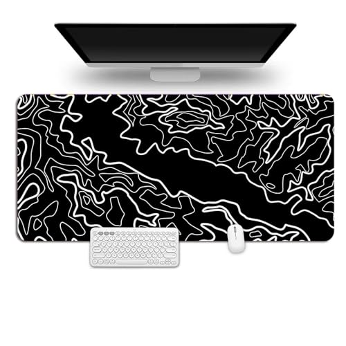 Treer Volltonfarbe Gaming Mauspad, Mousepad mit Vernähte Kanten, Mauspad L/XL/XXL, rutschfeste Gummibasis Mousepad Gaming, Mauspad Groß für Büro und Zuhause (Schwarz 1,900x400mm) von Treer