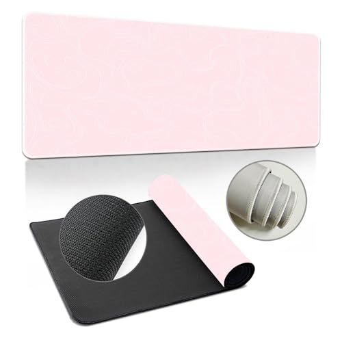 Treer Volltonfarbe Mousepad, Gaming Mauspad mit Vernähte Kanten, Mauspad L/XL/XXL, rutschfeste Gummibasis Mousepad Gaming, Mauspad Groß für Büro und Zuhause (Rosa,800x300mm) von Treer