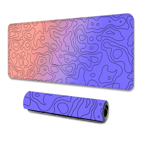 Treer XXL/XL/L Gaming Mauspad, Abstrakte Stil Mousepad, Mauspad rutschfeste Gummibasis, Mousepad Gaming mit Vernähte Kanten, Mauspad Groß Geeignet für das Home Office (900x300mm,Lila) von Treer